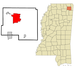 Prentiss County Mississippi Incorporated and Unincorporated areas Booneville Highlighted